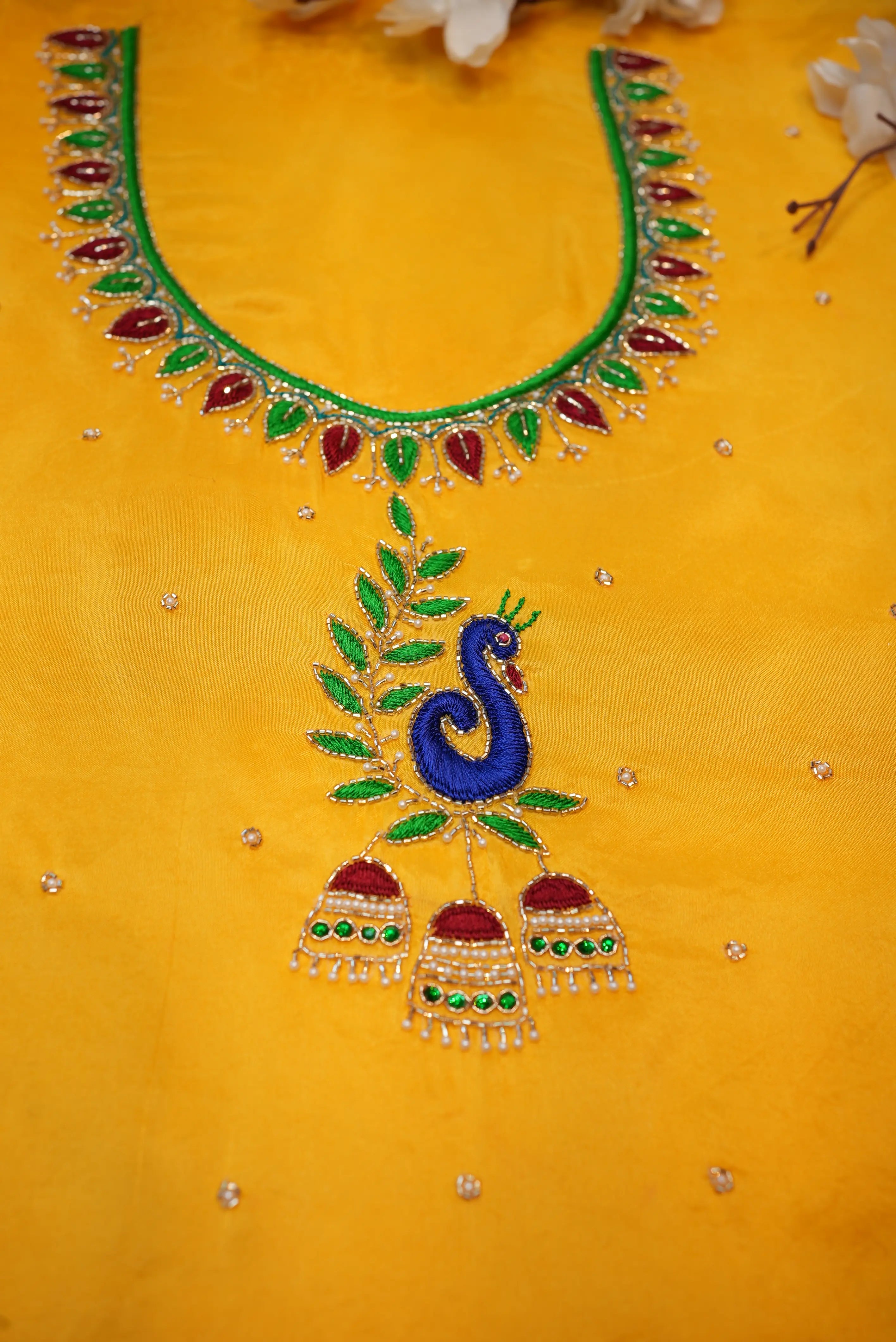 Maggam Handwork Blouse on Silk Fabric (UNSTITCHED)