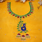 MAGGAM HANDWORK BLOUSE ON SILK FABRIC (UNSTITCHED) YELLOW ##HB014