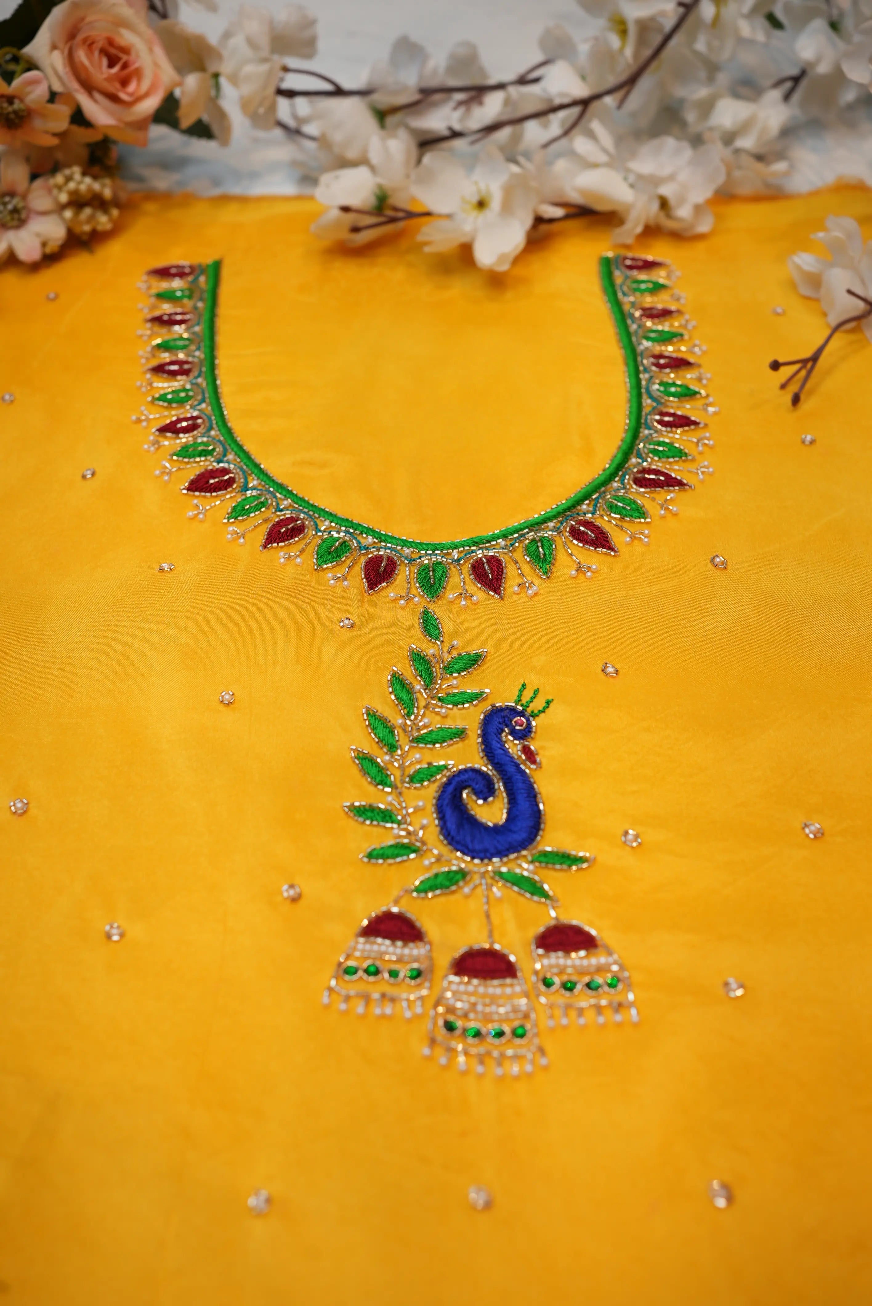 Maggam Handwork Blouse on Silk Fabric (UNSTITCHED)