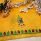 MAGGAM HANDWORK BLOUSE ON SILK FABRIC (UNSTITCHED) YELLOW ##HB014