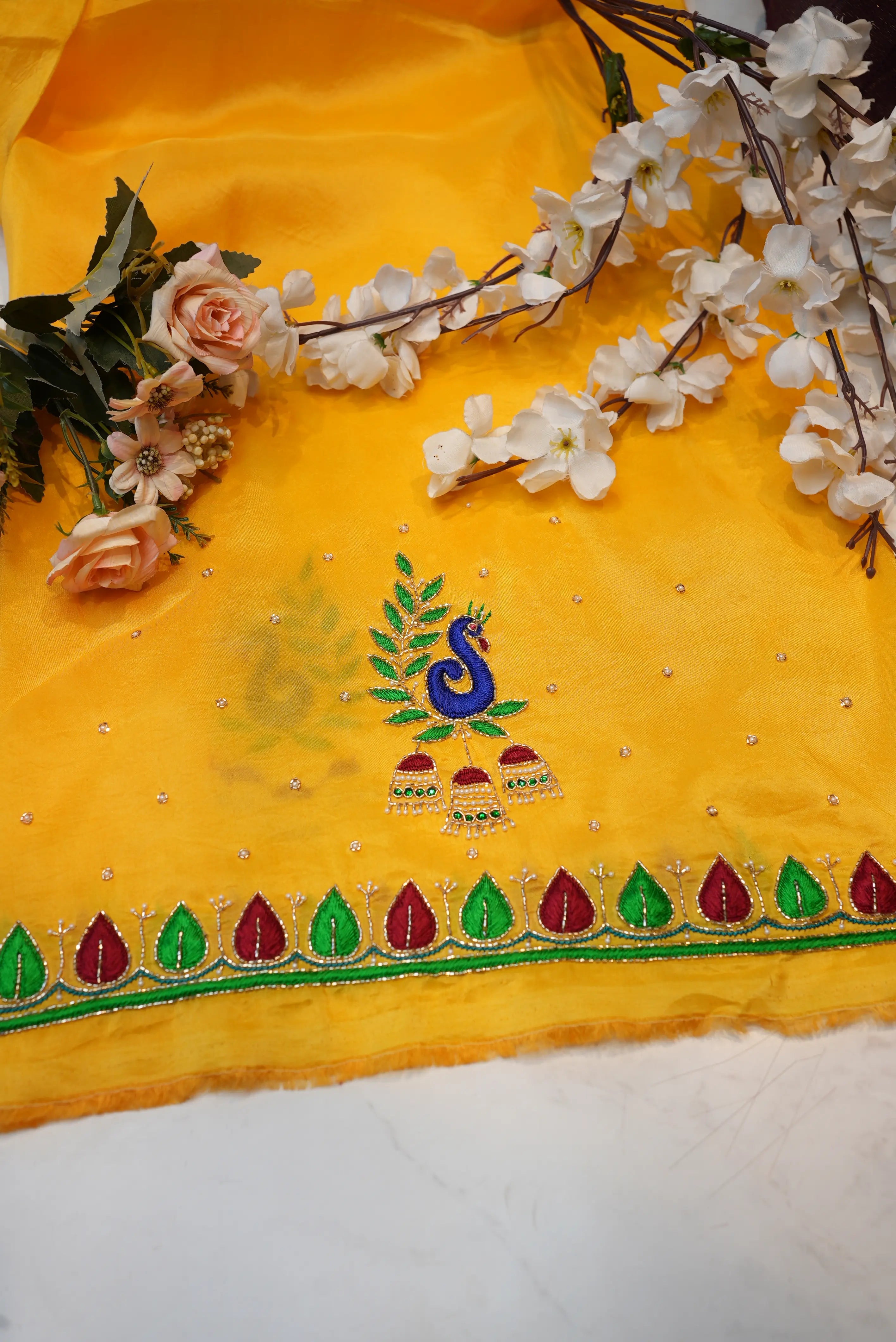 Maggam Handwork Blouse on Silk Fabric (UNSTITCHED)