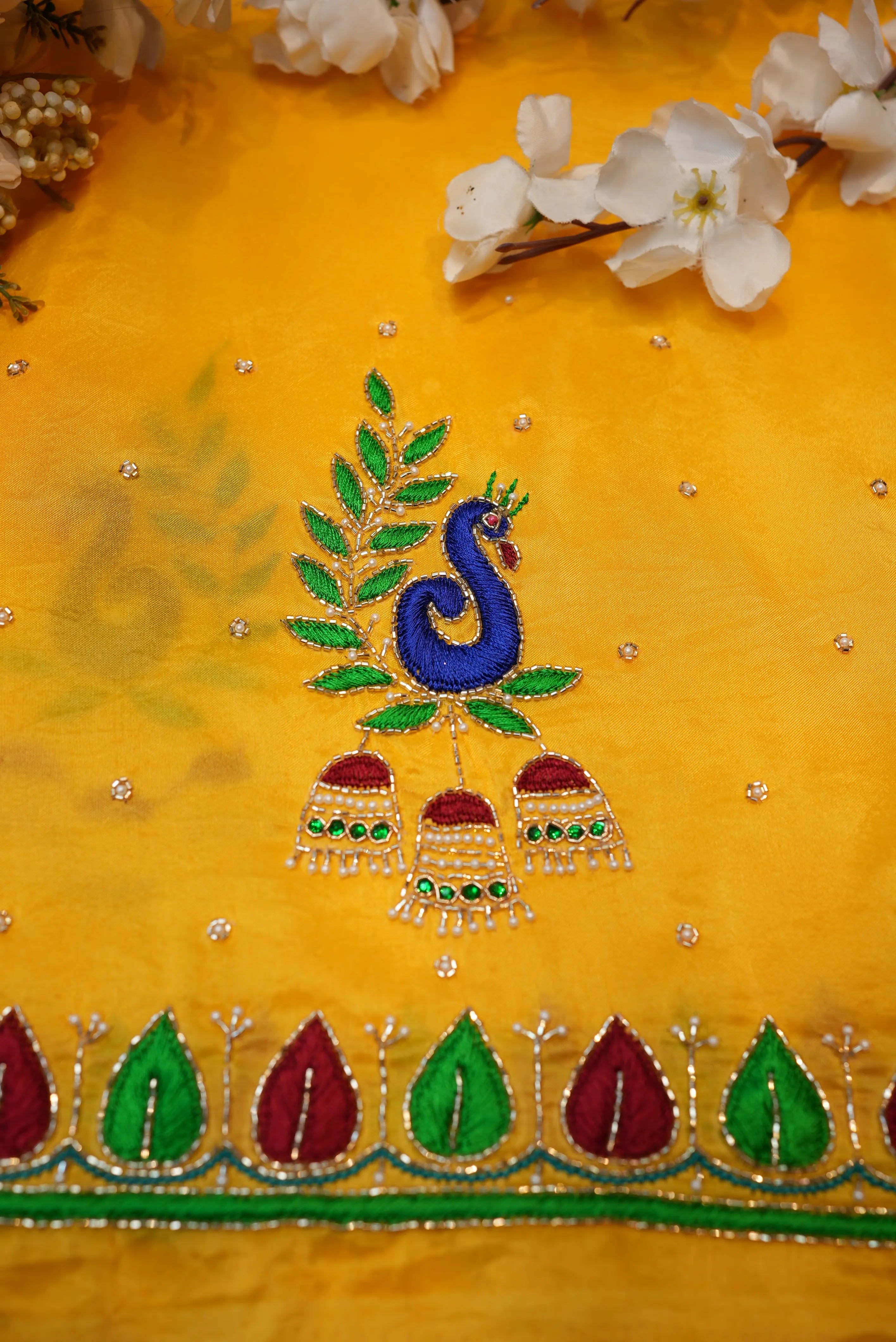 Maggam Handwork Blouse on Silk Fabric (UNSTITCHED)