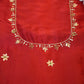 ZARDOZI HANDWORK BLOUSE ON SILK FABRIC (UNSTITCHED) RED  ##HB015