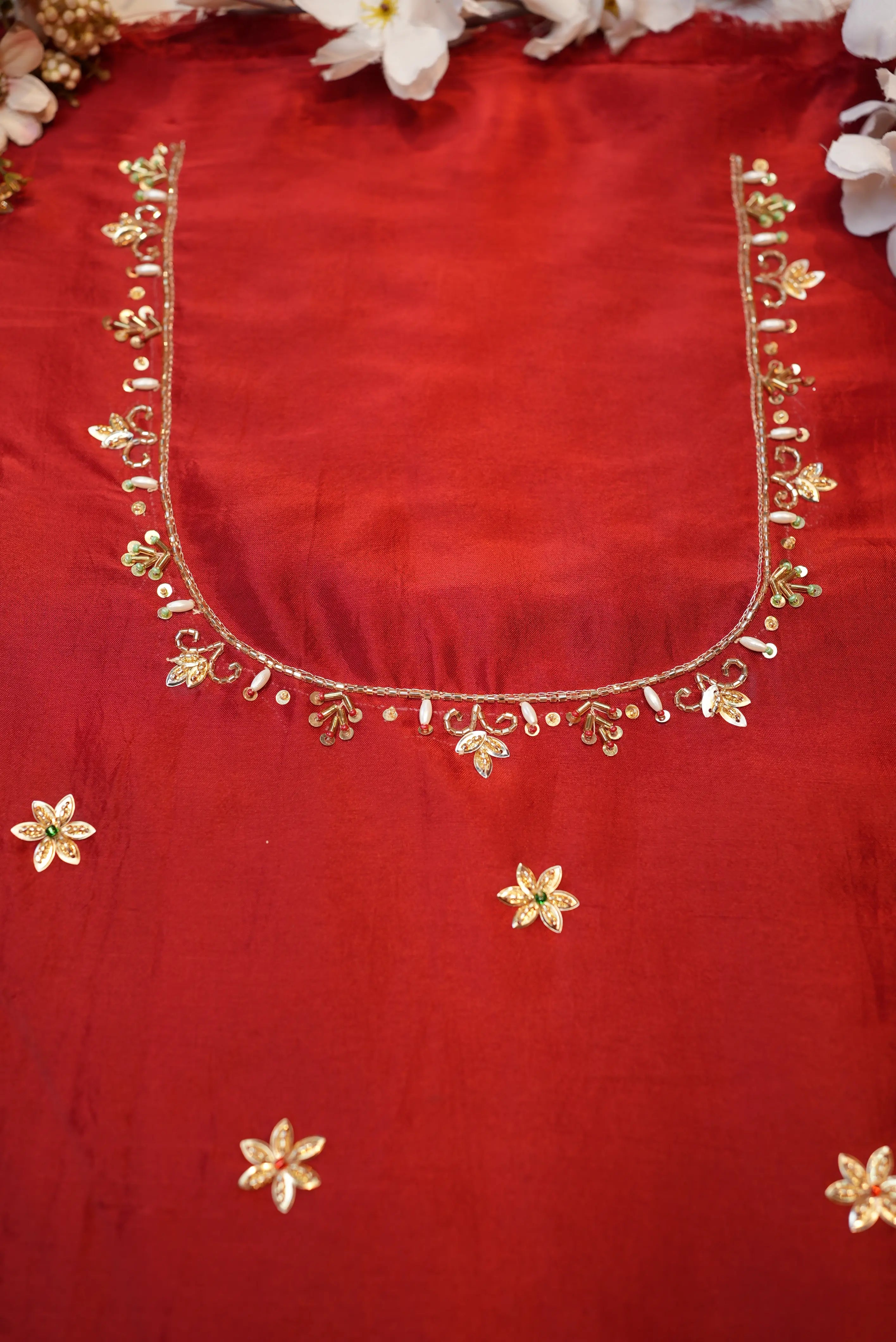 Zardozi Handwork Blouse on Silk Fabric (UNSTITCHED)