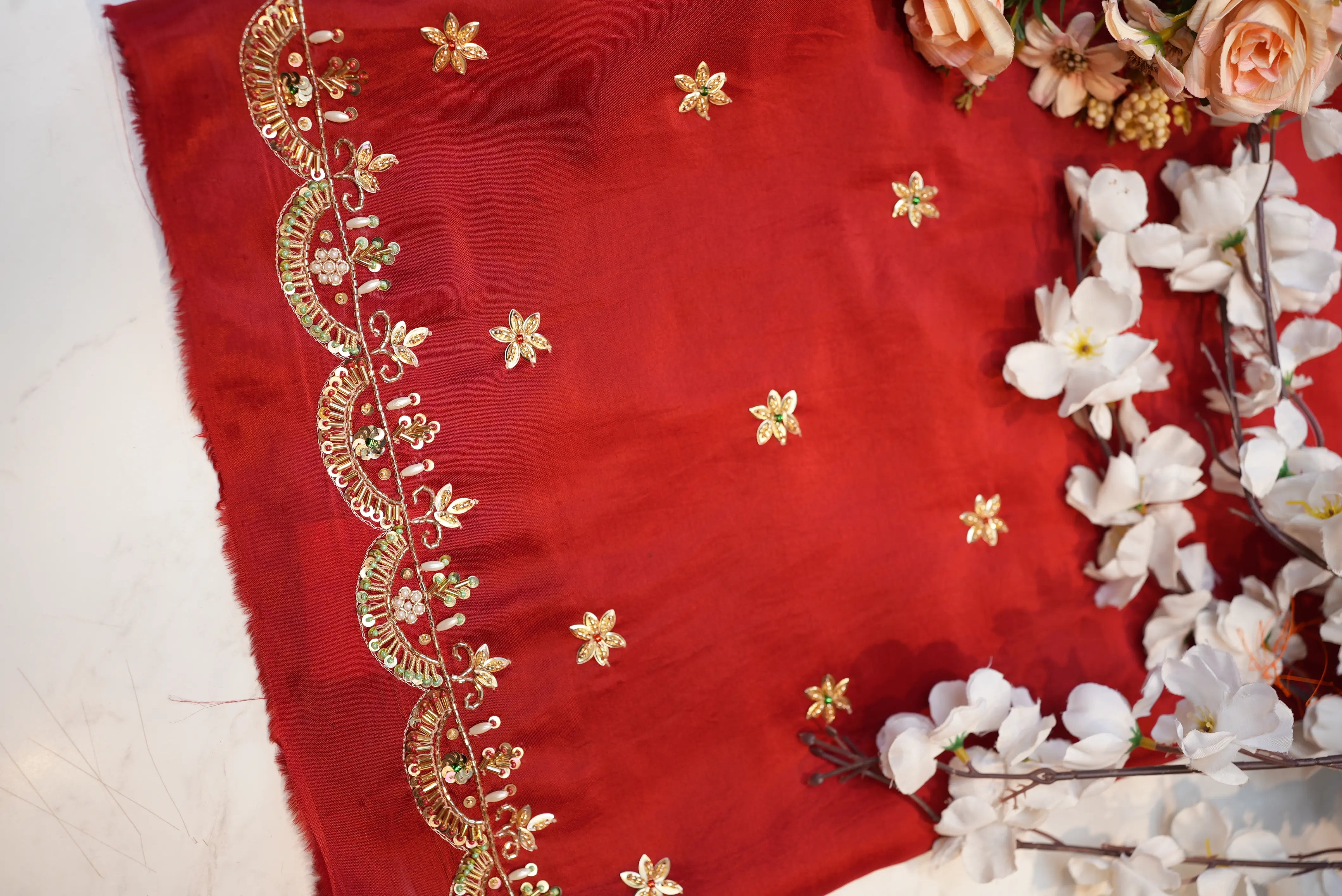 Zardozi Handwork Blouse on Silk Fabric (UNSTITCHED)