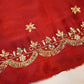 ZARDOZI HANDWORK BLOUSE ON SILK FABRIC (UNSTITCHED) RED  ##HB015