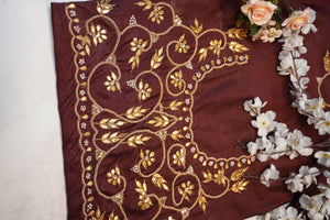 Gota Patti & Dori Handwork Blouse (Unstitched) – Mehroon ##HB016