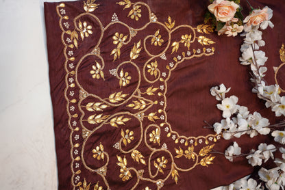 Gota Patti & Dori Handwork Blouse (Unstitched) – Mehroon ##HB016