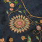 Heavy Zardozi Handwork on Upada Silk Fabric (Unstitched) BLUE ##HB017