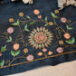 Heavy Zardozi Handwork on Upada Silk Fabric (Unstitched) BLUE ##HB017
