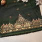 Kashb Gota Patti Handwork on Upada Silk Fabric (UNSTITCHED)GREEN ## HB018