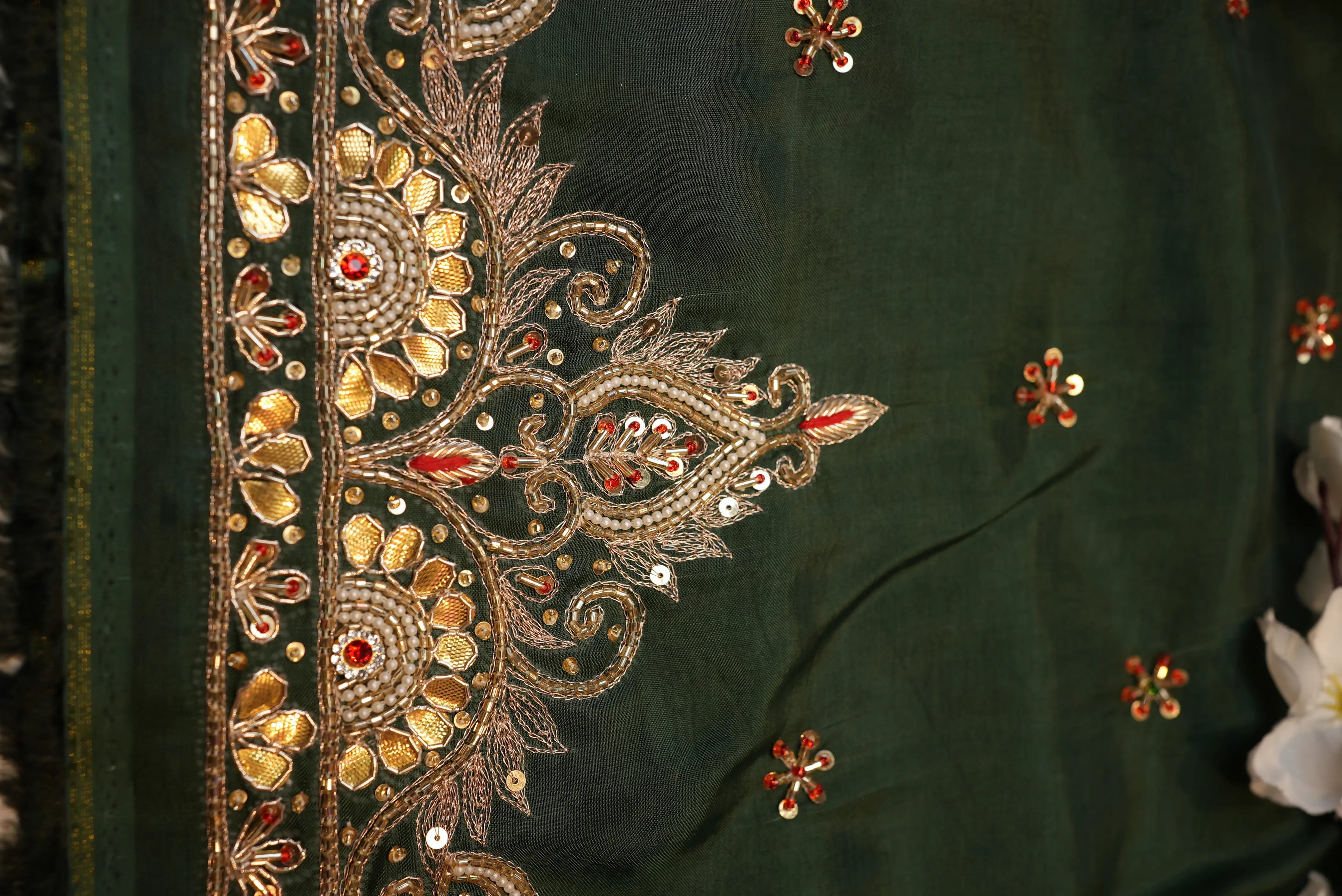 Kashb Gota Patti Handwork on Upada Silk Fabric (UNSTITCHED)