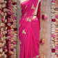 FIGURE PATTERN SAREE WITH SEQUENCE & CUTDANA WORK ON ROYAL GEORGETTE FABRIC (WITH BLOUSE)  ##SR610