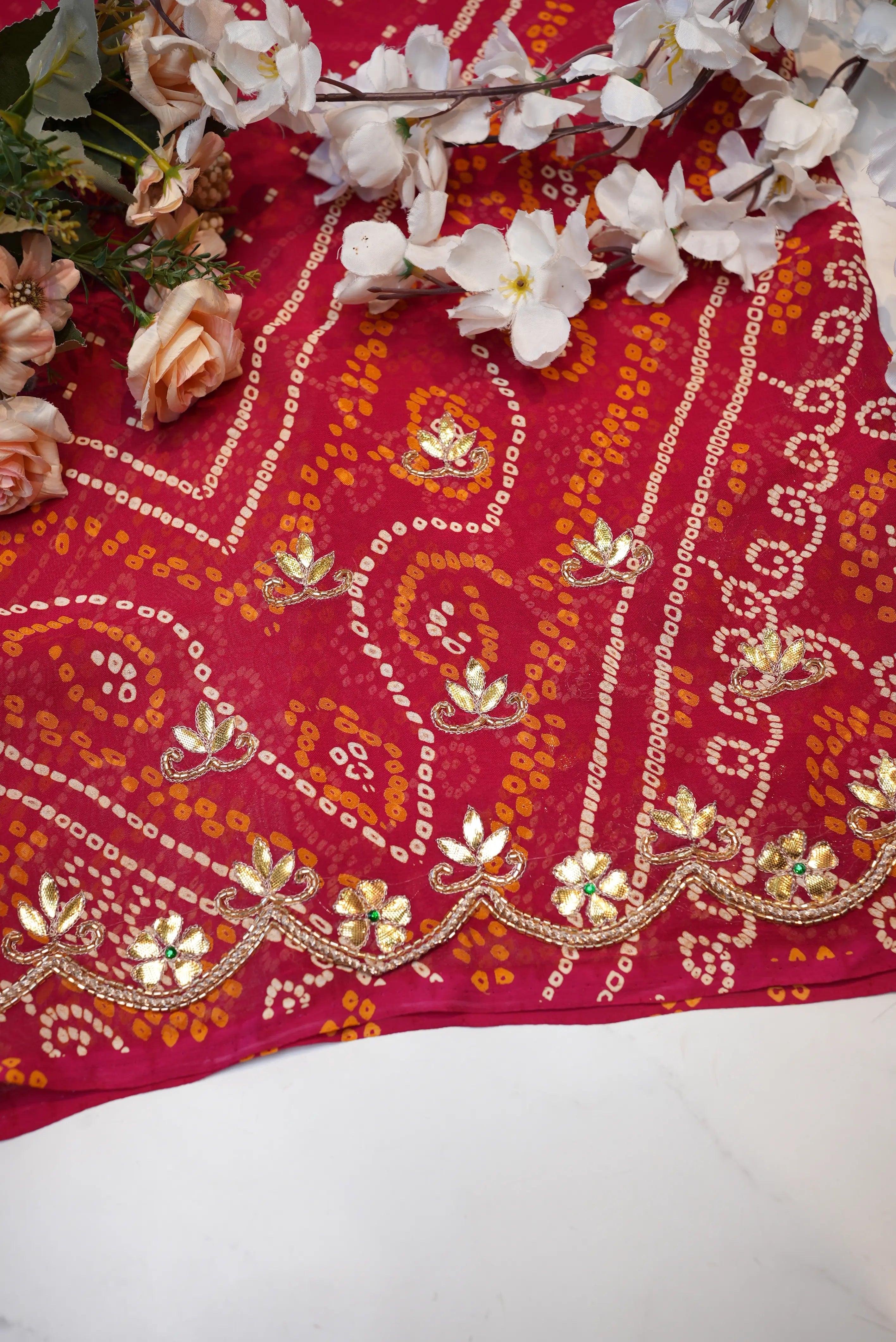 Viscose Georgette Fabric Gota Patti Handwork Blouse (Unstitched)