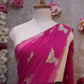 FIGURE PATTERN SAREE WITH SEQUENCE & CUTDANA WORK ON ROYAL GEORGETTE FABRIC (WITH BLOUSE)  ##SR610