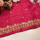 Gota Patti & Cutdana Handwork on Upada Silk with Bead Detailing (Unstittched) RANI PINK ##HB021