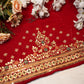 Pure Gota Patti with Seqence & Zardozi Handwork on Velvet fabric (unstitched)RED ##HB022