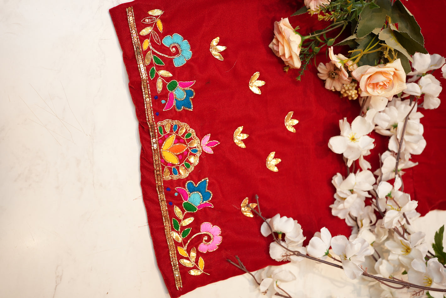 Pure Gota Patti Handwork Blouse with Zardosi & Cutdana Detailing (UNSTITCHED) ##HB023