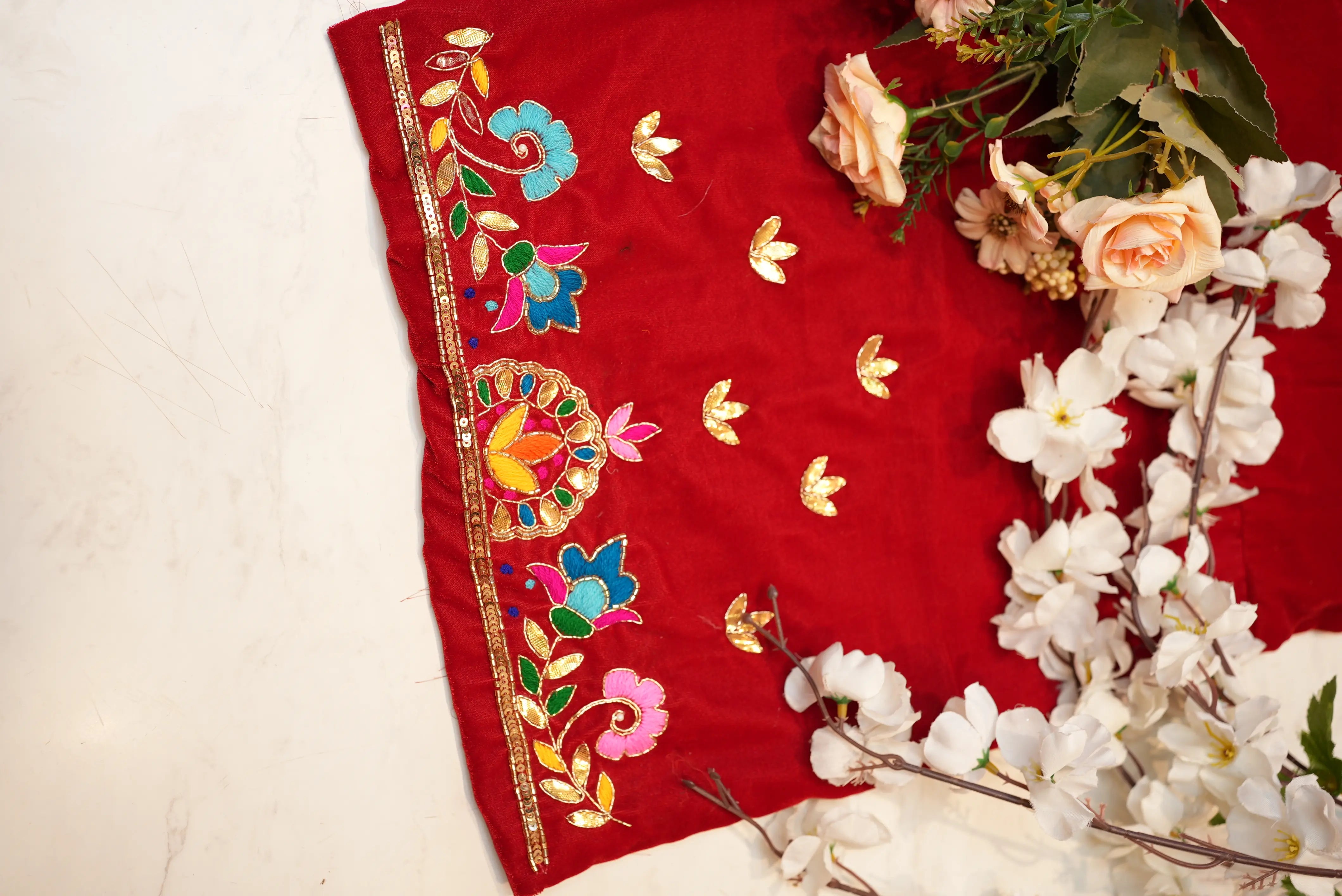 Gota Patti Handwork Blouse with Zardosi & Cutdana (UNSTITCHED)