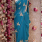 FIGURE PATTERN SAREE WITH SEQUENCE & CUTDANA WORK ON ROYAL GEORGETTE FABRIC (WITH BLOUSE)  ##SR610
