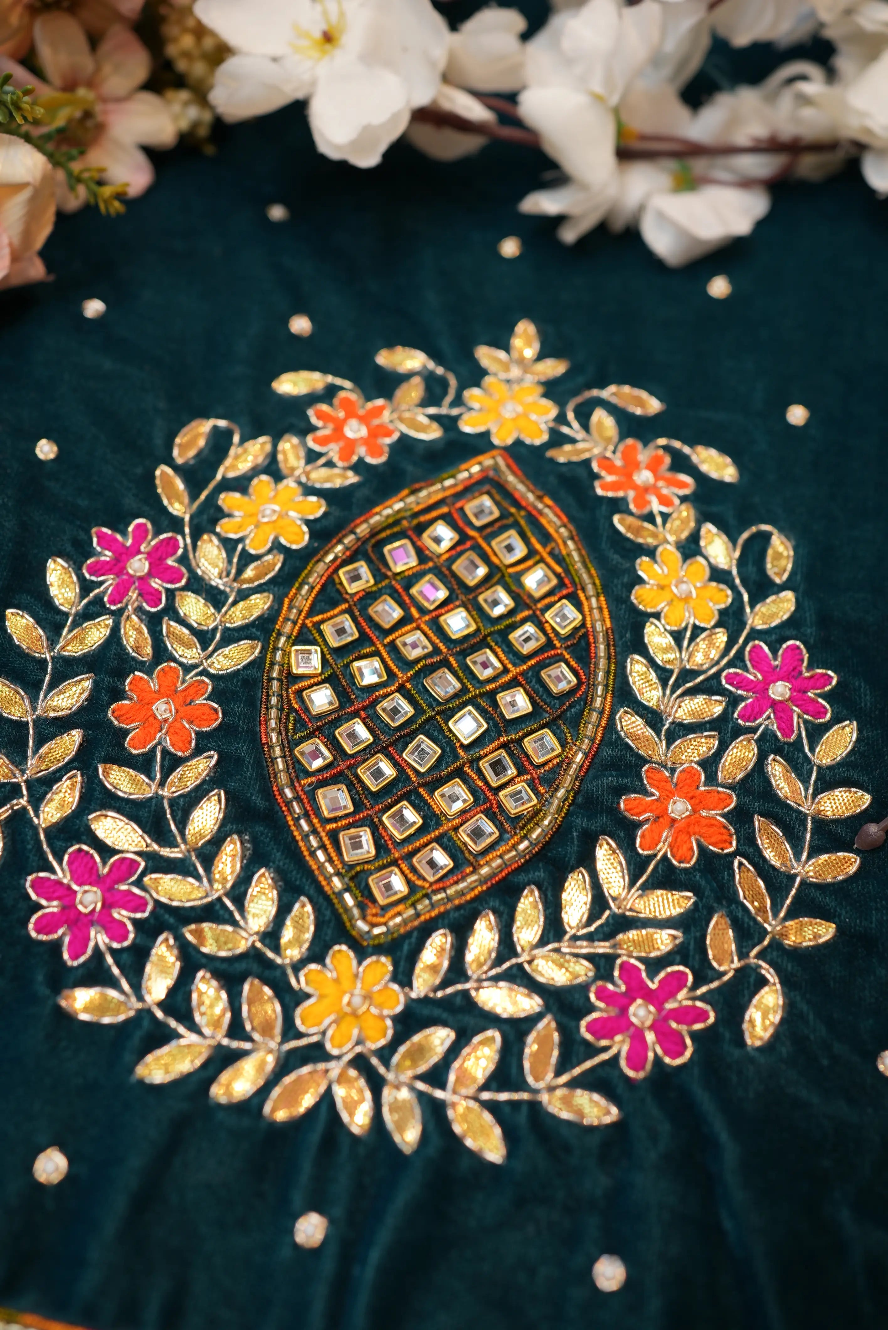 Heavy Maggam Handwork Blouse on Upada Silk Fabric (UNSTITCHED)