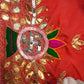 Swastik Design Gota Patti Handwork Blouse on Upada Silk Fabric (Unstitched) PEACH ##HB026
