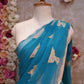 FIGURE PATTERN SAREE WITH SEQUENCE & CUTDANA WORK ON ROYAL GEORGETTE FABRIC (WITH BLOUSE)  ##SR610
