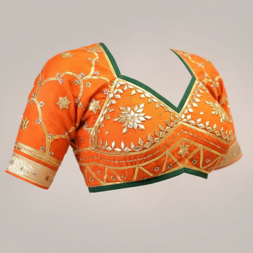 Rajasthani Handcrafted Kacchi Gota Patti Kasturi Angi Blouse (Pre-Booking)