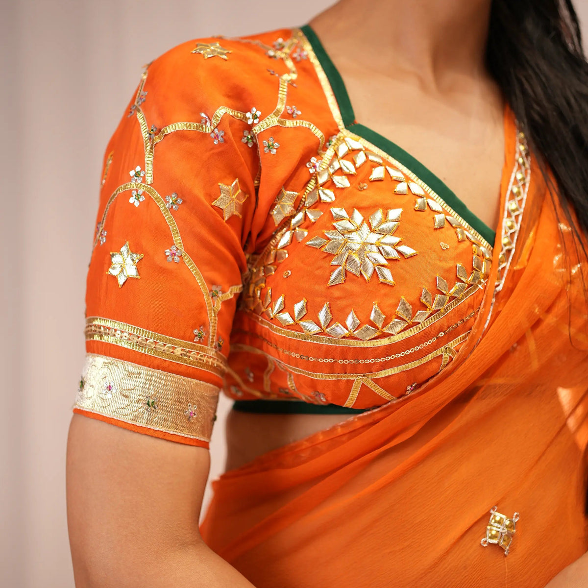 Rajasthani Handcrafted Kacchi Gota Patti Kasturi Angi Blouse (Pre-Booking)