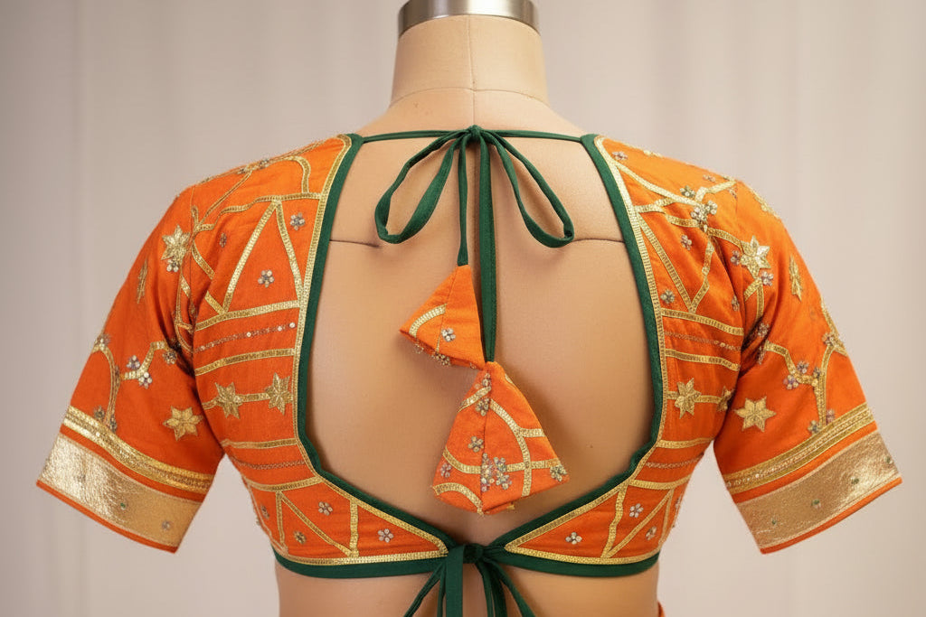 Rajasthani Handcrafted Kacchi Gota Patti Kasturi Angi Blouse (Pre-Booking)