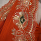 PURE GEORGETTE FABRIC RUST ORANGE COLOUR AARI AND CUT WORK PATTERN  WITH SEQUENCE & PATCH WORK HANDWORK SAREE  ##SR0225