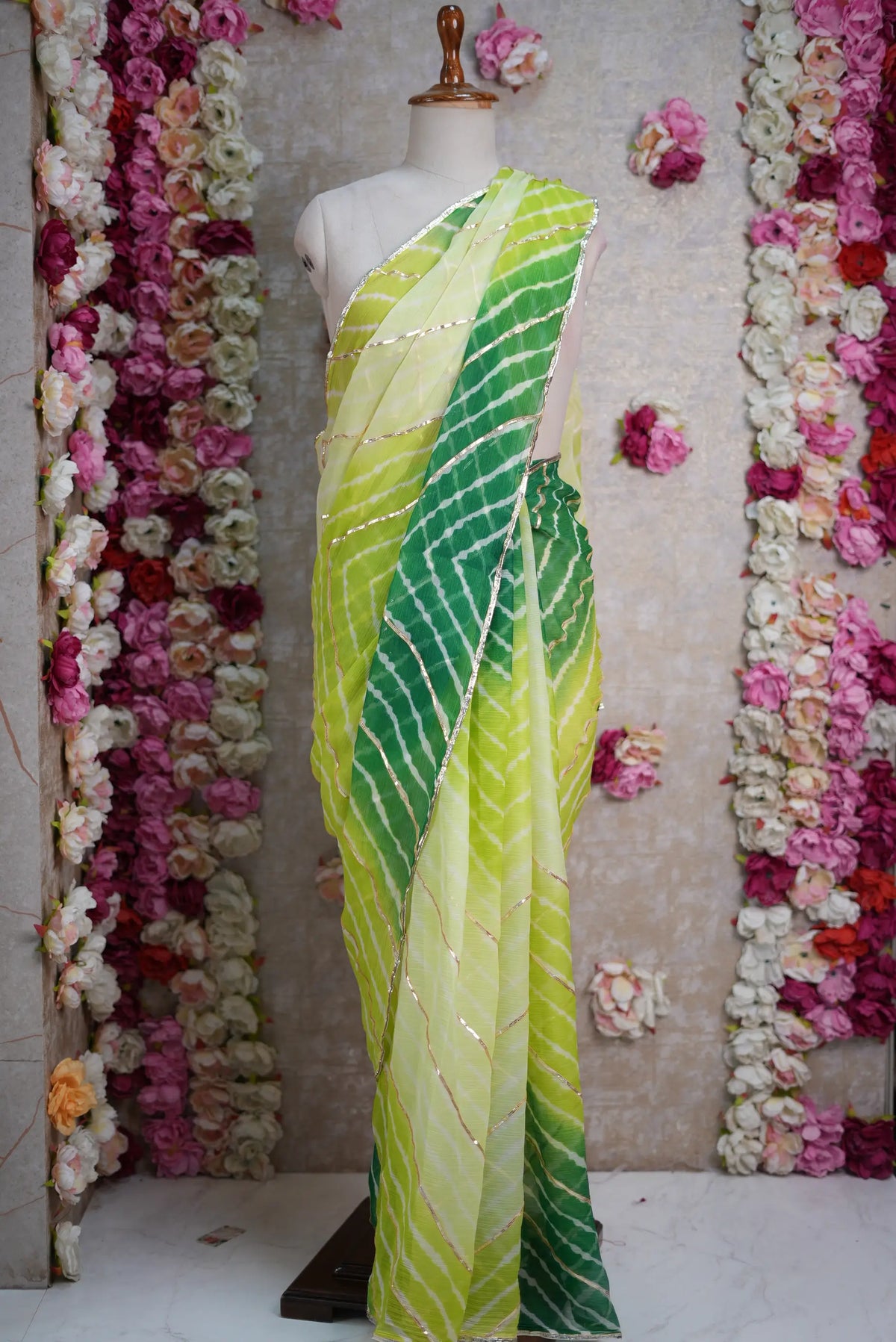 Rajasthani Traditional Leheriya Gota Work Saree