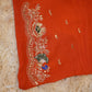 PURE GEORGETTE FABRIC RUST ORANGE COLOUR AARI AND CUT WORK PATTERN  WITH SEQUENCE & PATCH WORK HANDWORK SAREE  ##SR0225