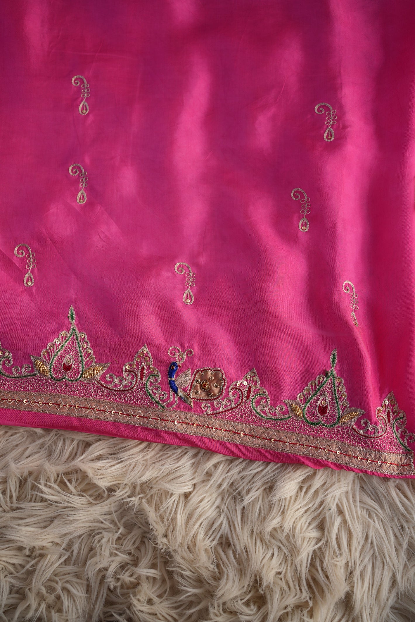 VINTAGE WORK HANDWORK BLOUSE WITH PEACOCK PATTERN.   ##HB048