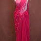 CUTDANA AND AARI WORK SAREE WITH SMALL BUTTI PATTERN AND CUTDANA BORDER (WITH RUNING BLOUSE) ##SR480