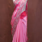 ROYAL CREPE FABRIC SAREE IN DOUBLE TONE WITH BUTI AND AARI WORK BORDER  (WITH AARI WORK BLOUSE ) ##SR611