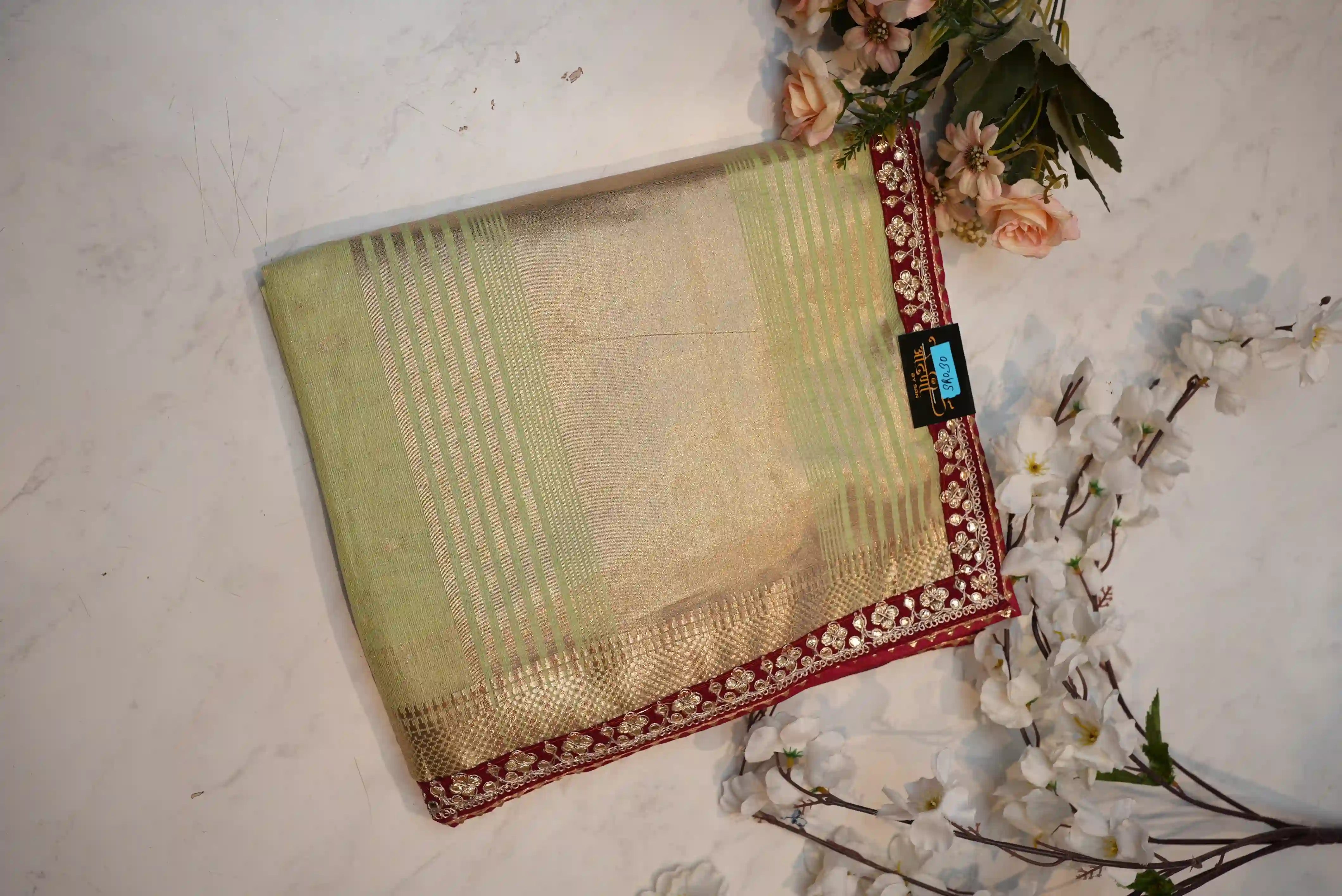 Gotta Patti Work Saree With Zari Weaving