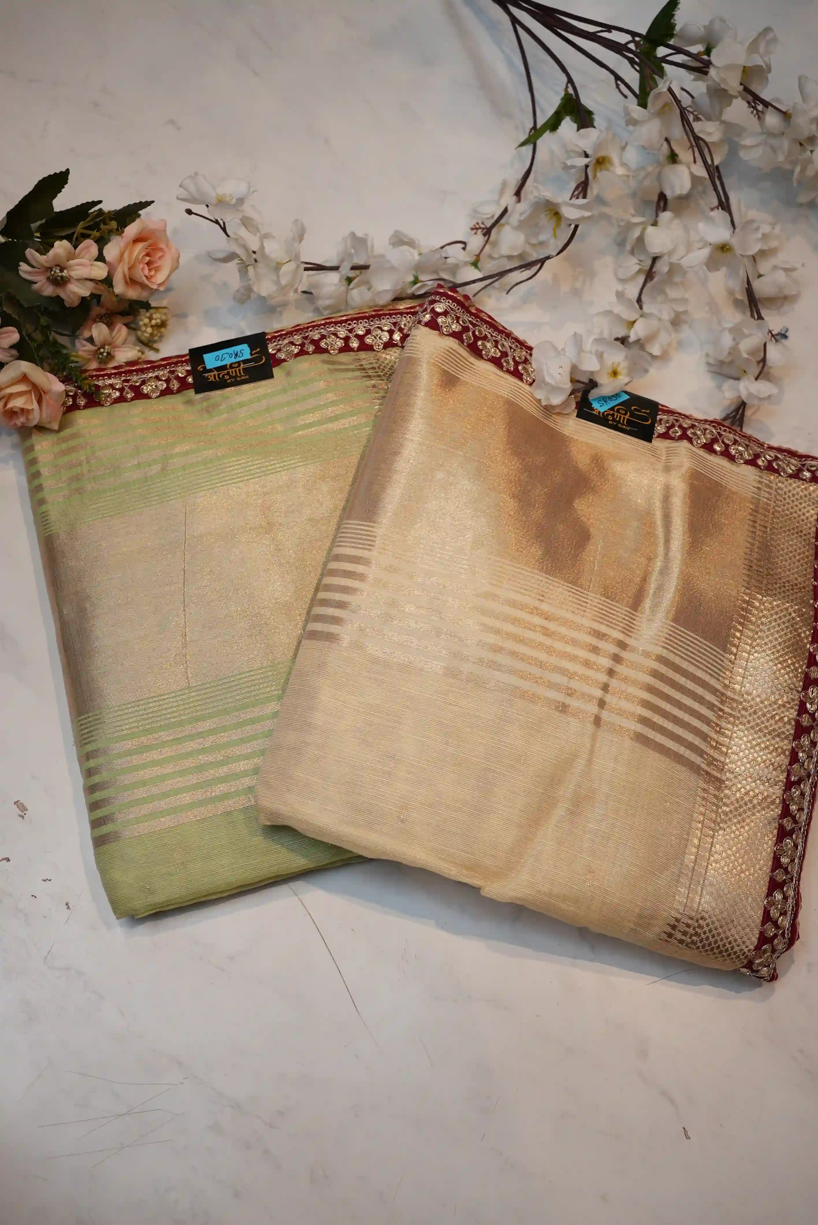 Gotta Patti Work Saree With Zari Weaving