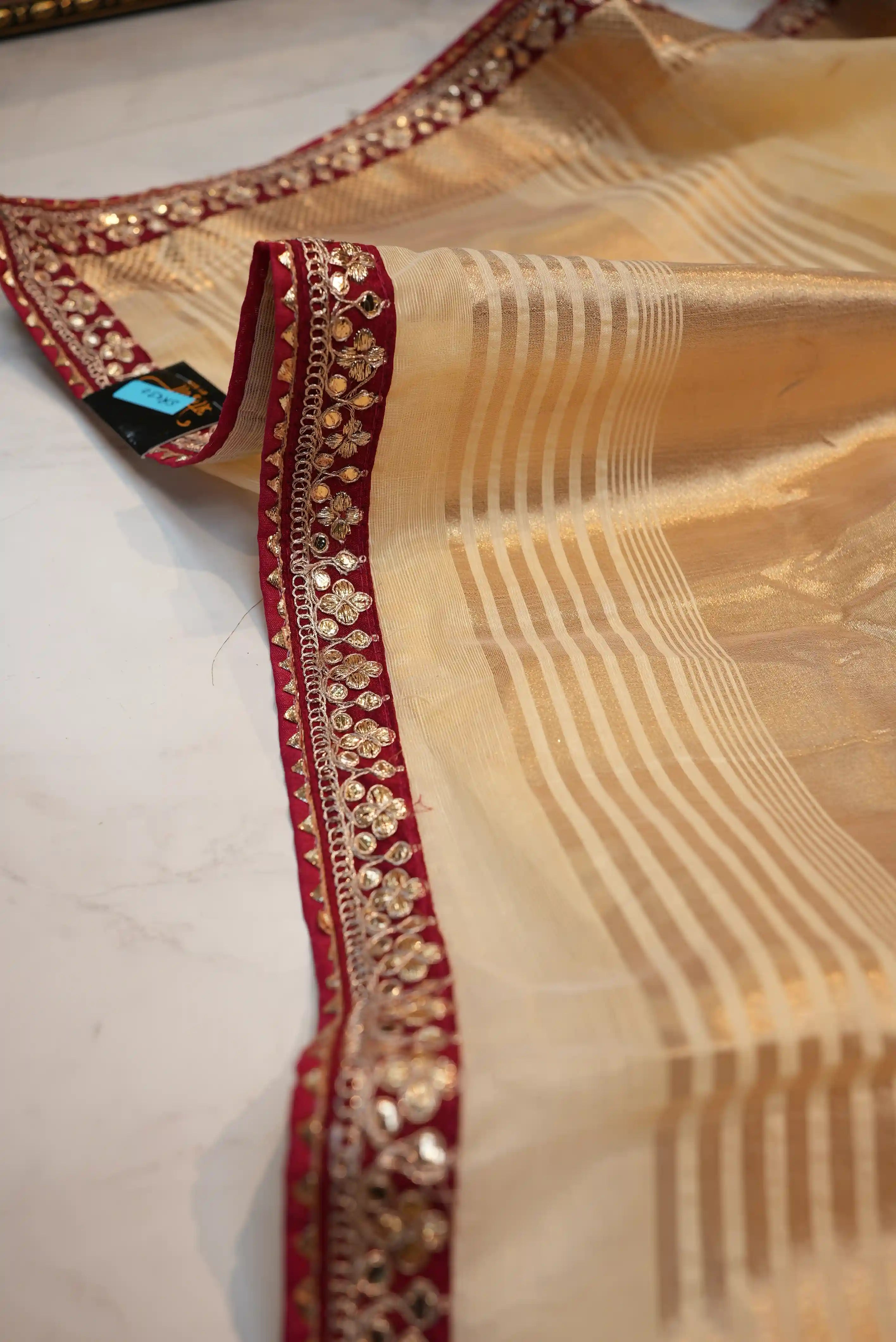 Gotta Patti Work Saree With Zari Weaving
