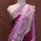 ROYAL CREPE FABRIC SAREE IN DOUBLE TONE WITH BUTI AND AARI WORK BORDER  (WITH AARI WORK BLOUSE ) ##SR611
