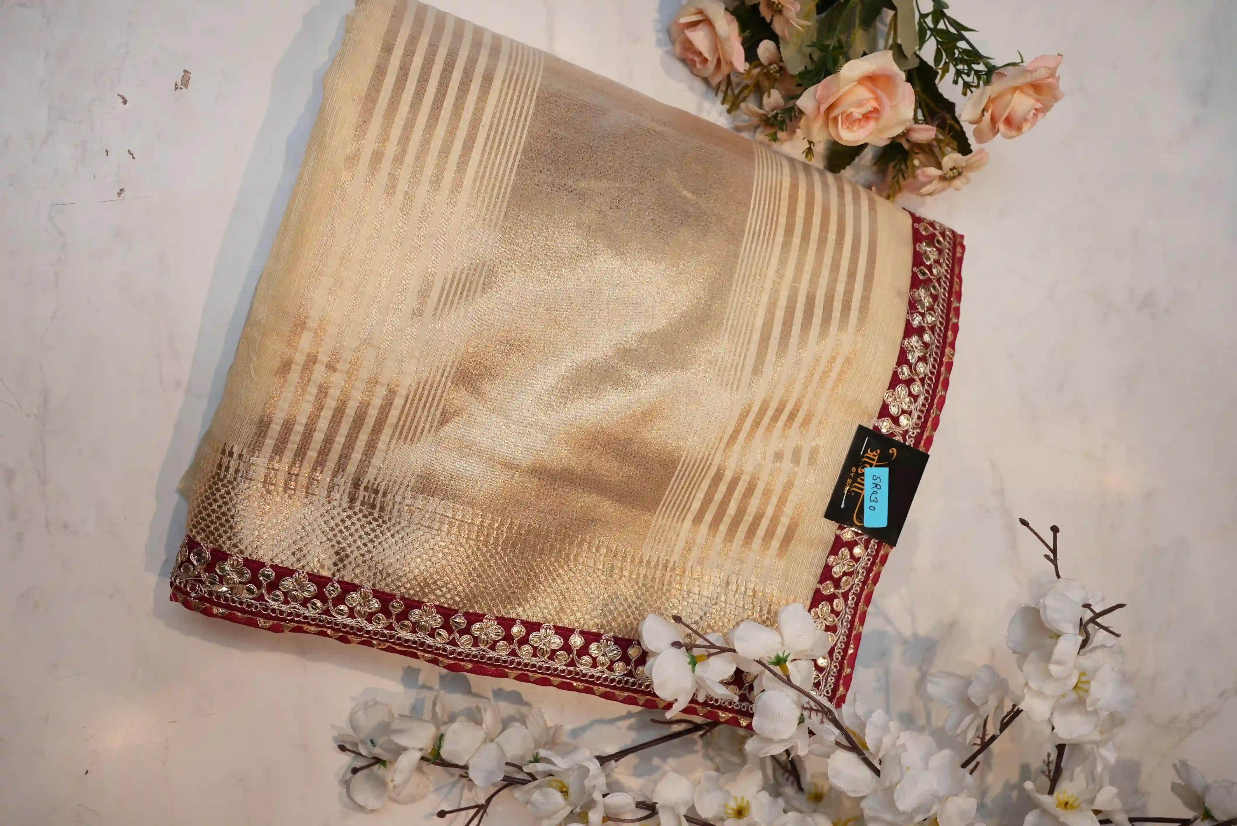 Gotta Patti Work Saree With Zari Weaving