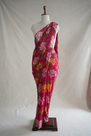 FLORAL PRINT ON NAZMIN CHIFFON FABRIC WITH CUTDANA WORK ##SR0346