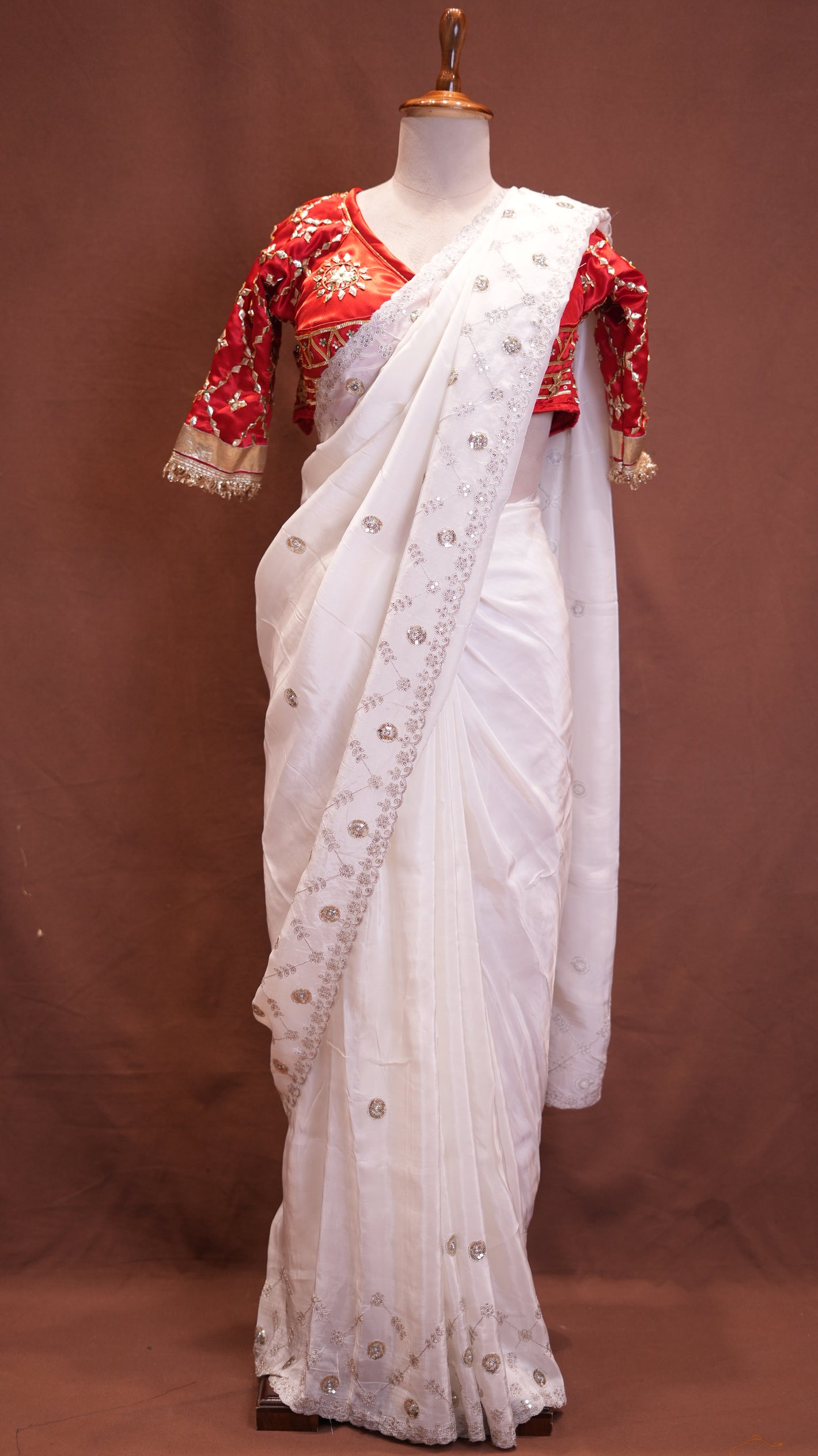 RUBY PURVI RAJASTHANI GOTA PATTI ANGI BLOUSE WITH CHIFFON FABRIC SEQUENCE WORK SAREE##SR0231