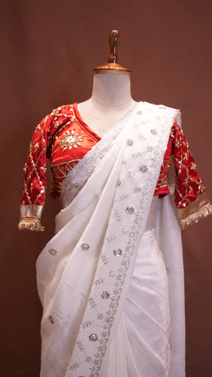 RUBY PURVI RAJASTHANI GOTA PATTI ANGI BLOUSE WITH CHIFFON FABRIC SEQUENCE WORK SAREE##SR0231