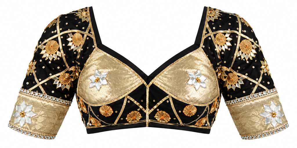 "Kusum" Heavy Bridal Kaccha Gota Patti Aangi Blouse with Ghoonghru (Pre-Booking Item)
