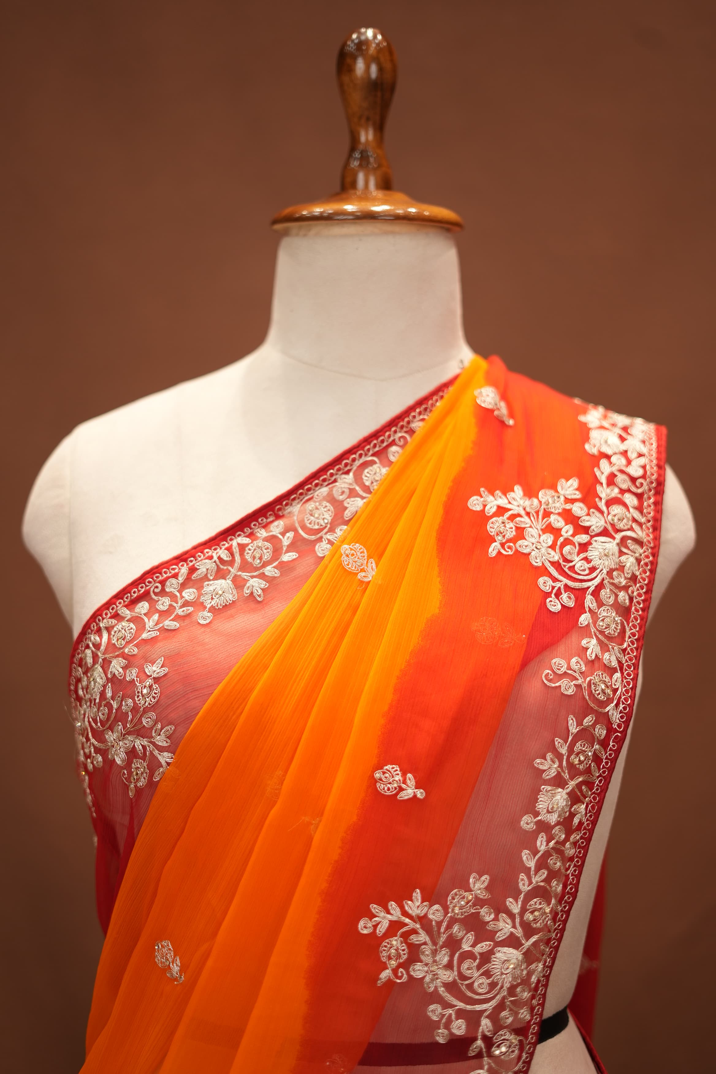 Rajasthani Pila Design Saree with Pitan Work (With Blouse)