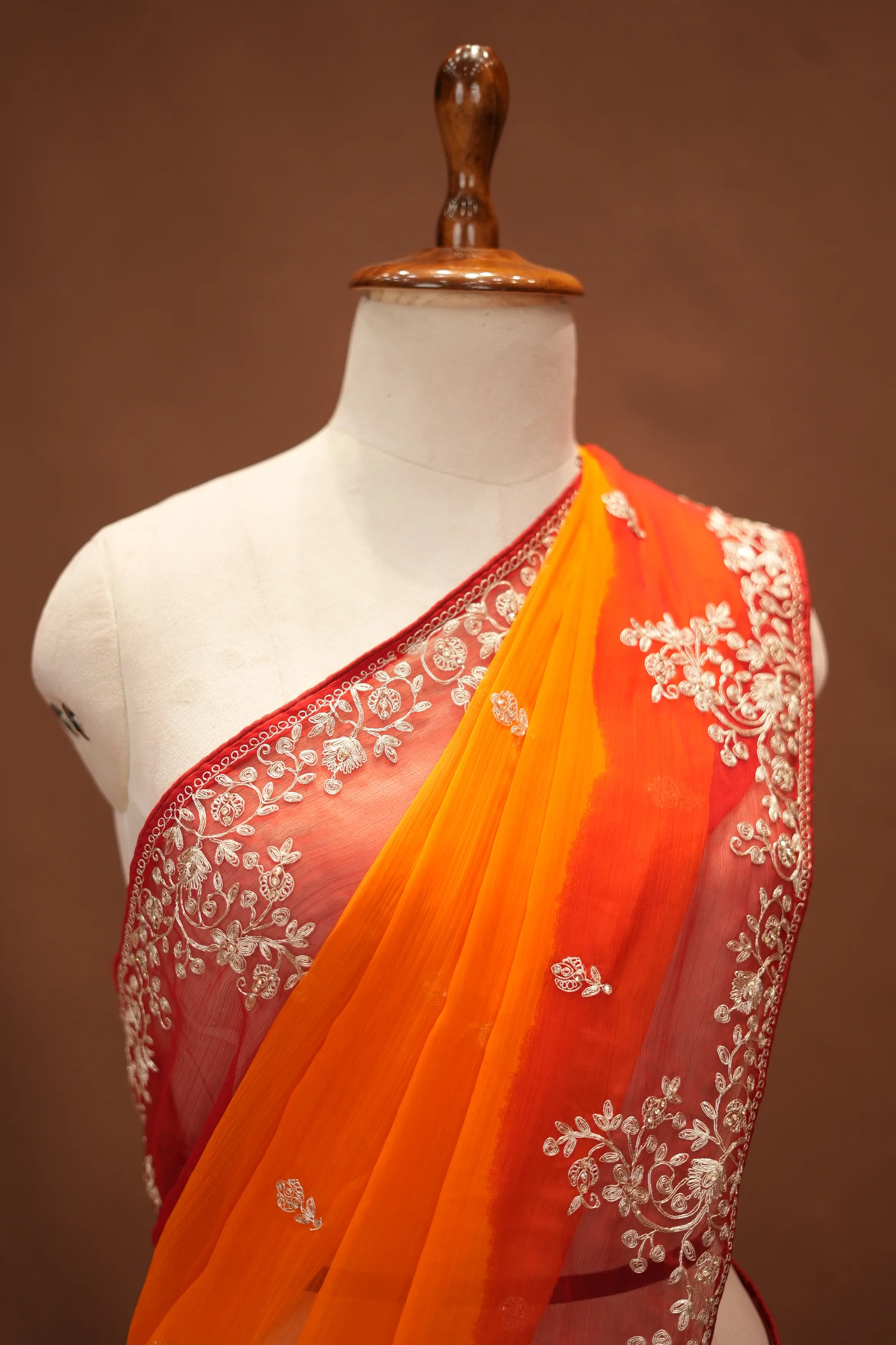Rajasthani Pila Design Saree with Pitan Work (With Blouse)