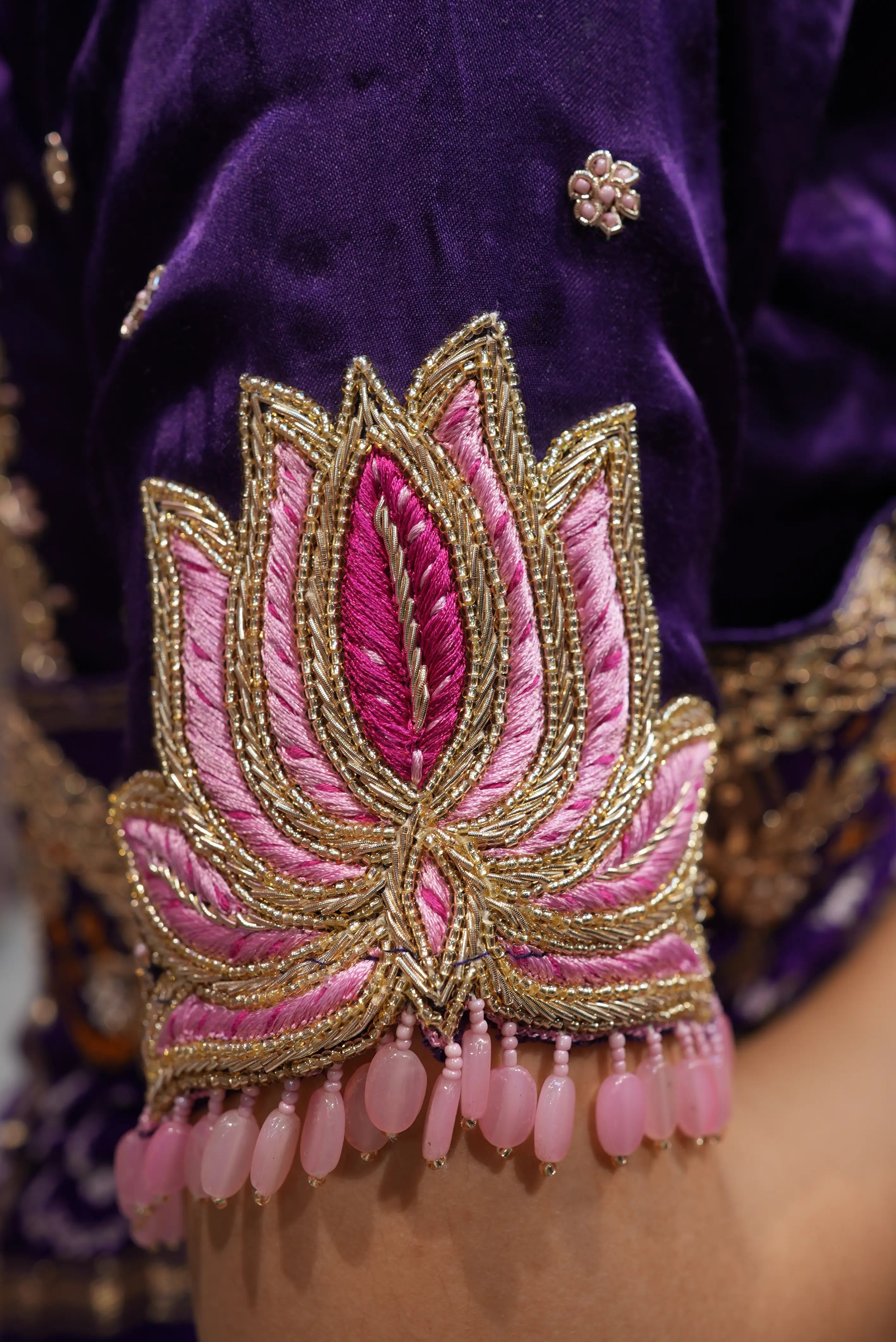 Pichwai Design Handwork Blouse On Gazzi Silk Fabric