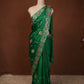 PURE SATIN SILK FABRIC SAREE WITH ARI TARI VINTAGE WORK (WITH CONTRAST PINK BLOUSE)  ##SR483