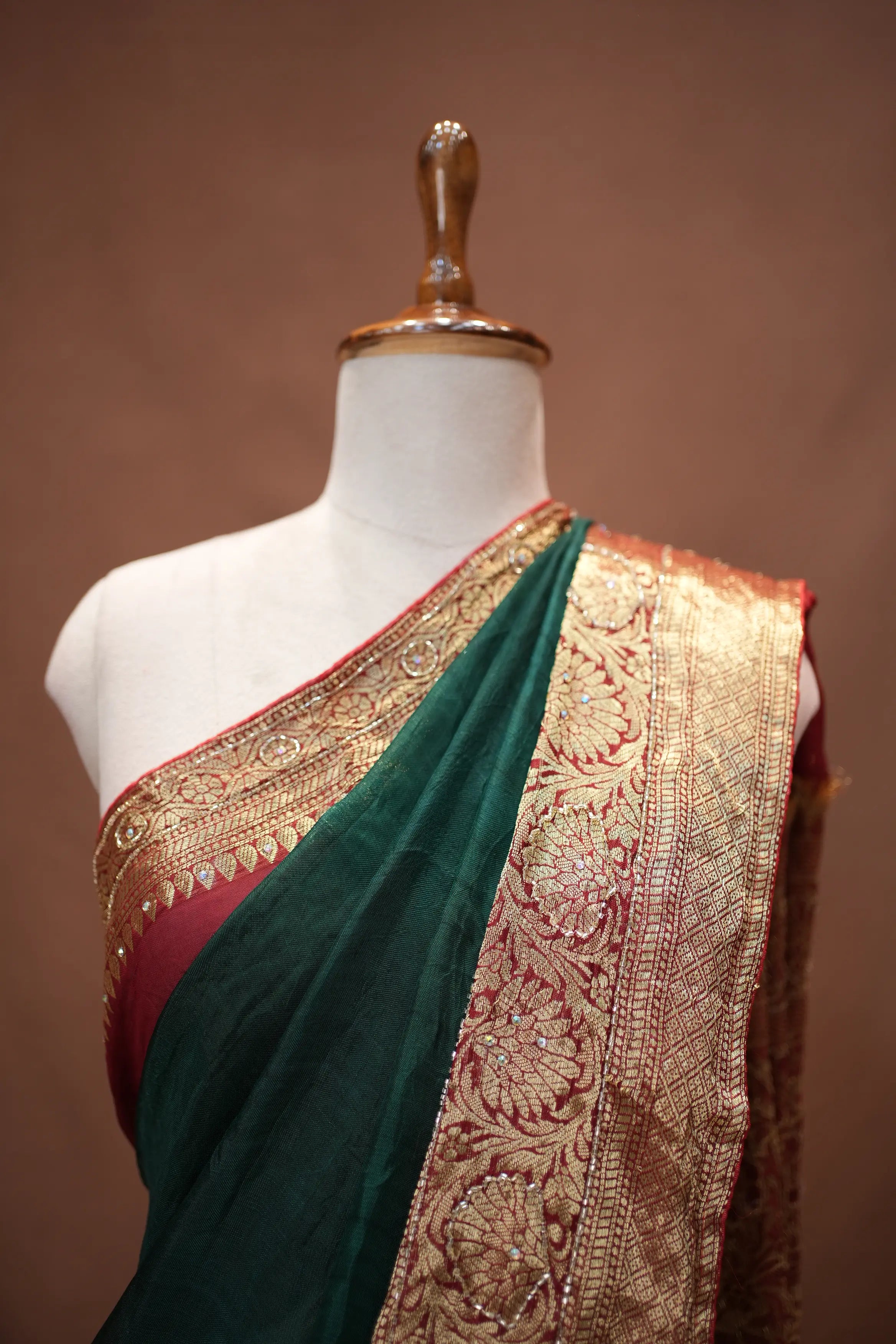 Multi Colour zari Weaving Handwork Touch Saree (With Blouse)